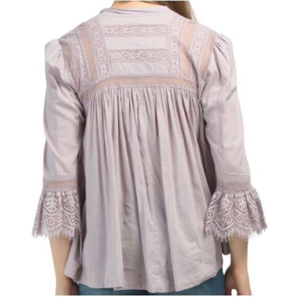 Free People Dusty Mauve Esme Embroidered Button Down, Size L, New w/ Tag $128 - Picture 2 of 6